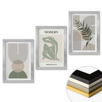 WANDBILDER 3er Set - 20x30 cm Silberner Rahmen - Stilvolle Pflanzengrafiken - Silberfarben, Kunststoff (20/30cm) - ArtPrintCave