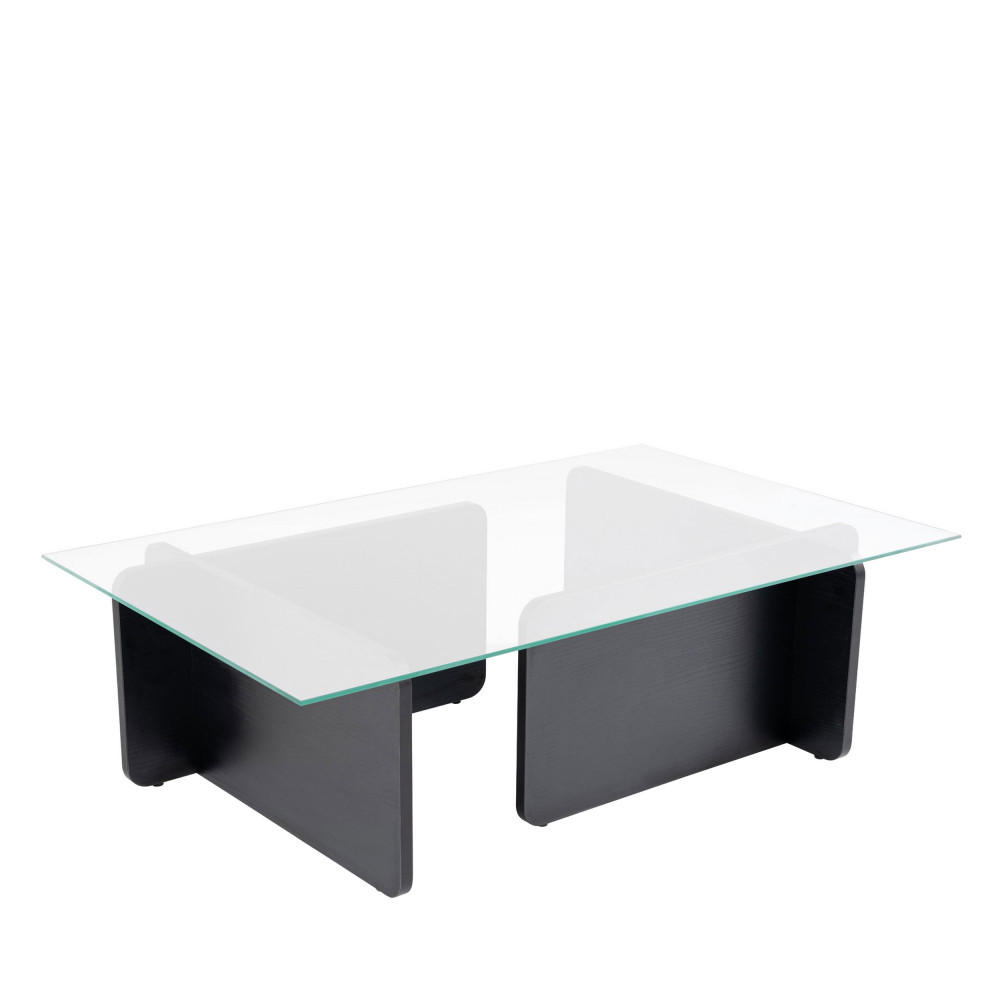 COUCHTISCH aus Sicherheitsglas und Holz - Cubix - Schwarz - Schwarz, Glas (105/65/30cm) - Drawer