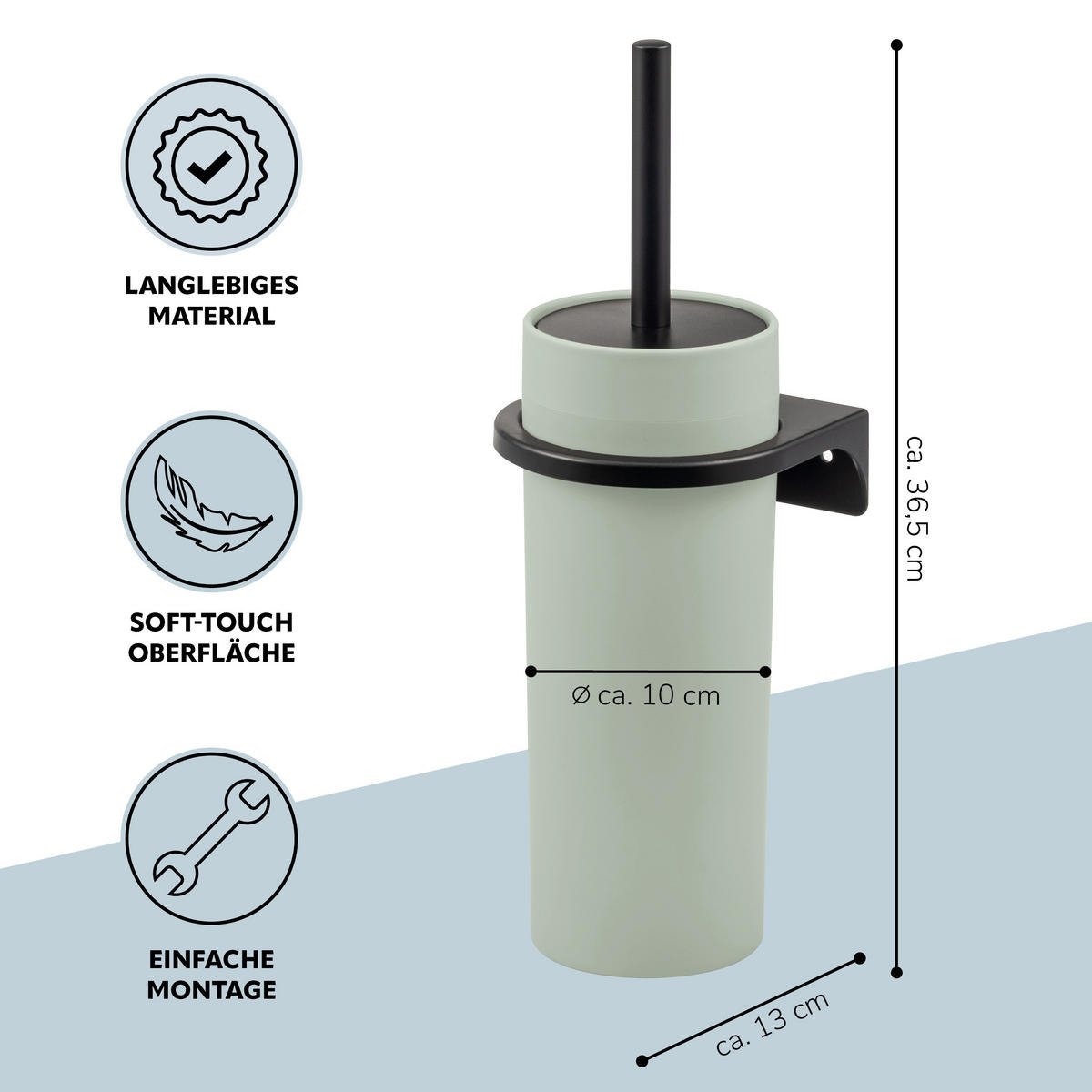 WC-GARNITUR SAVONA, salbei, Kunststoff - Salbeigrün, Kunststoff (12/36.5/13cm) - bremermann