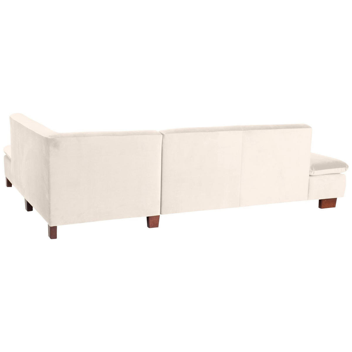 ECKSOFA mit Ottomane rechts Kaye Bezug Samtvelours Buche nussbaum dunkel / creme - Weiß, Kunststoff (270/190cm) - 58aufmkessel