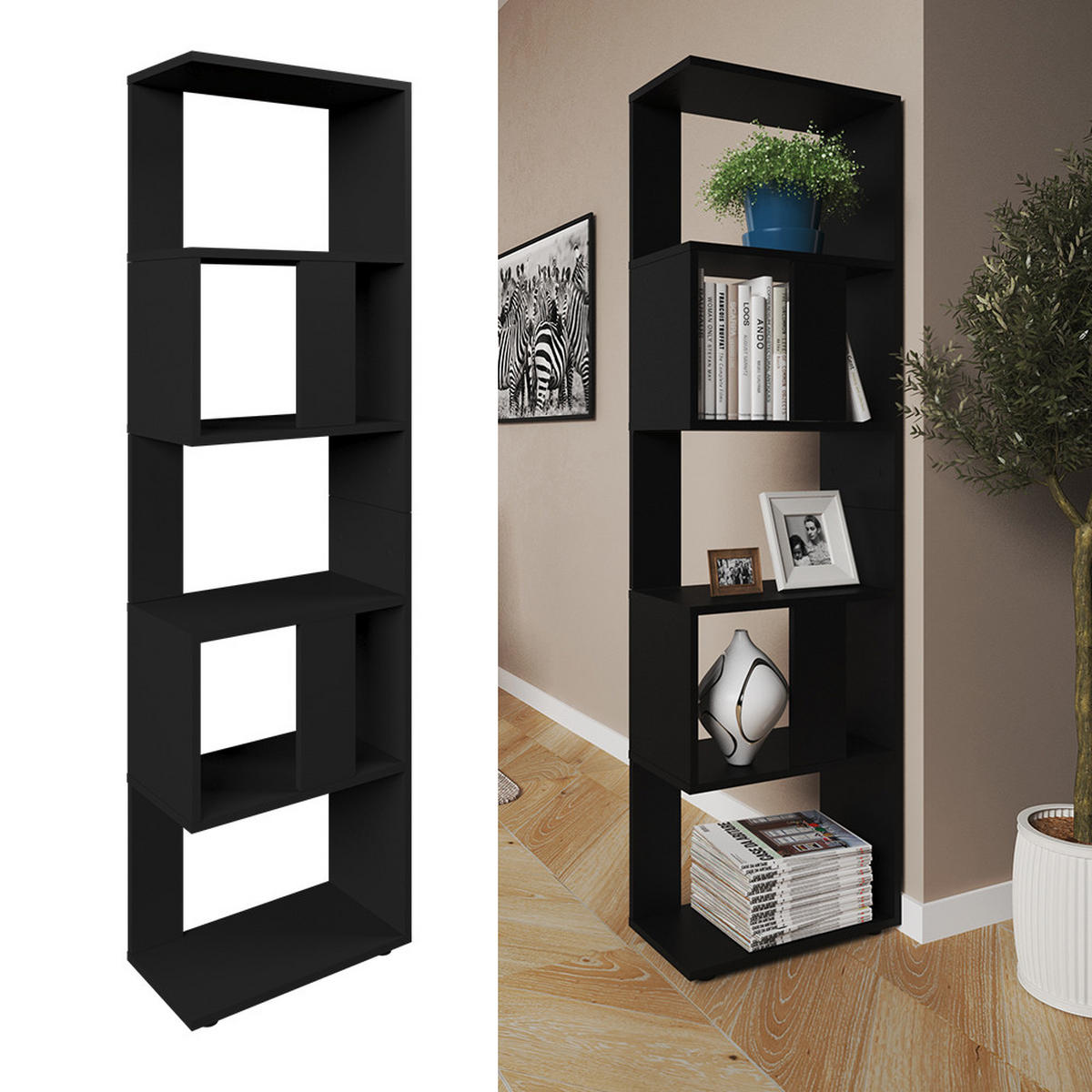 RAUMTEILER Schwarz 45 x 162.6 cm - Schwarz, Holzwerkstoff (45/162.6/23.6cm) - Vicco