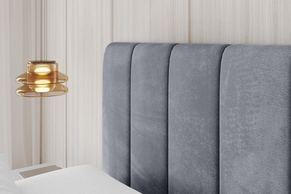 POLSTERBETT mit Bettkasten, Fußteil und Lattenrost, Boxbett mit Matratze H3/H4 - FINO-Z 120x200 Grau - Grau, Holzwerkstoff/Textil (120/200cm) - ALTDECOR
