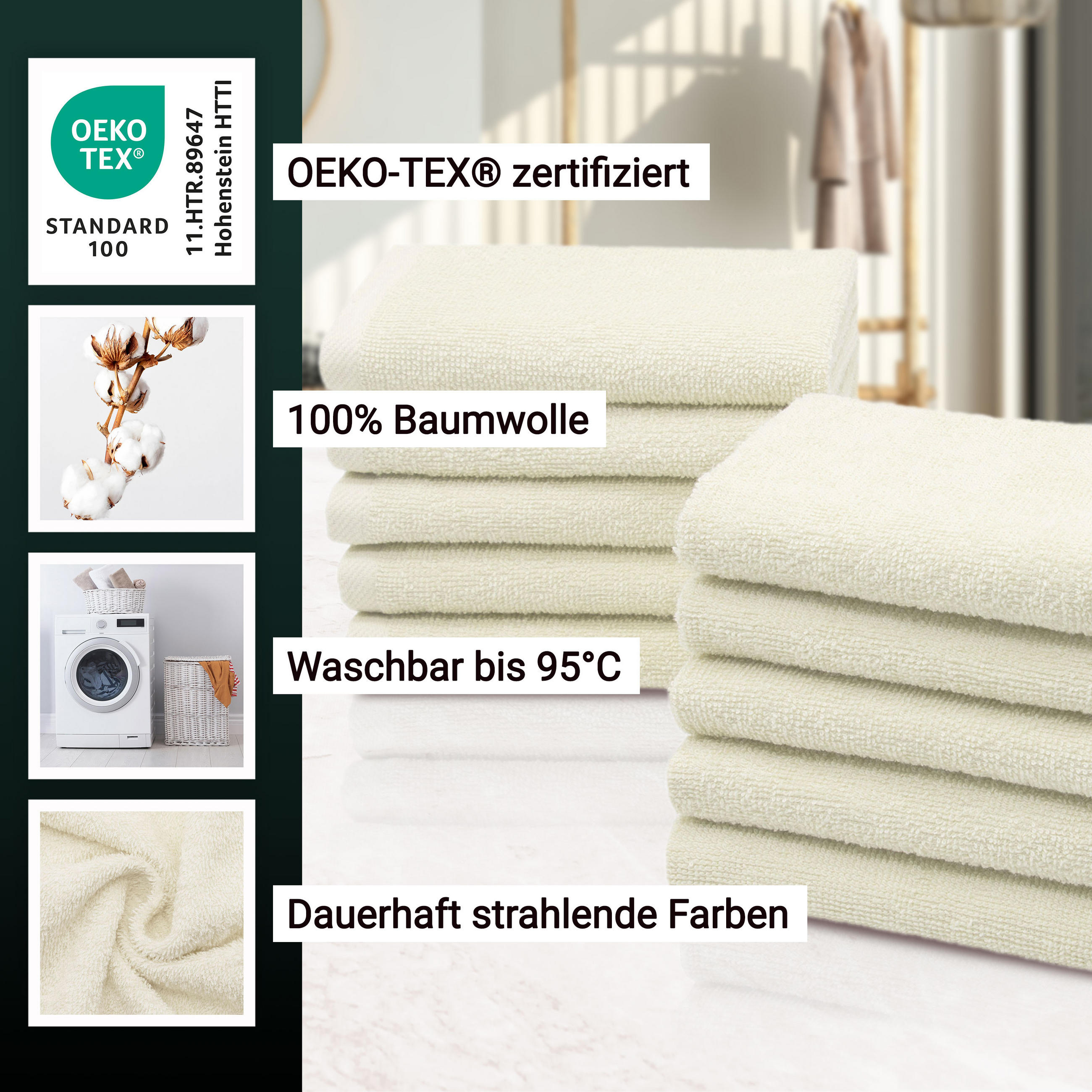 SEIFTÜCHER, 10er-Set, 30x30 cm, 100% Baumwolle, Braun - Creme, Textil (30/30cm) - Zollner