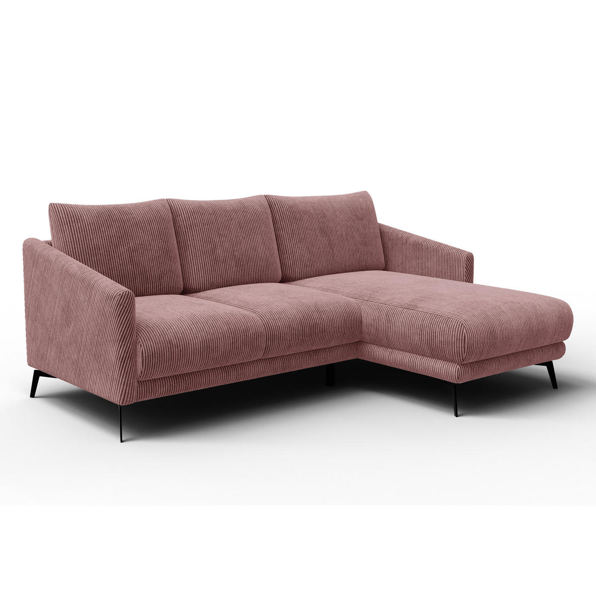ECKSOFA VILT 3-Sitzer, altrosa - Schwarz/Altrosa, Holzwerkstoff/Textil (221/156cm) - Courtois Laville