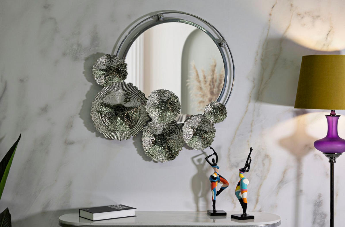 WANDSPIEGEL Kandi, silberfarben, Metall und Spiegelglas, 85 x 7 x 80,6 cm - Silberfarben, Glas/Metall (85/80.6/7cm) - Mauro Ferretti