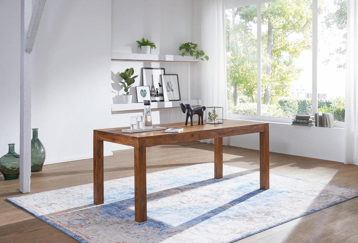 ESSTISCH Massivholz Akazie Rechteckig Handgefertigt NAKO, Braun 120x60x76 cm - Dunkelbraun/Braun, Holz (60/120/76cm) - KADIMA DESIGN