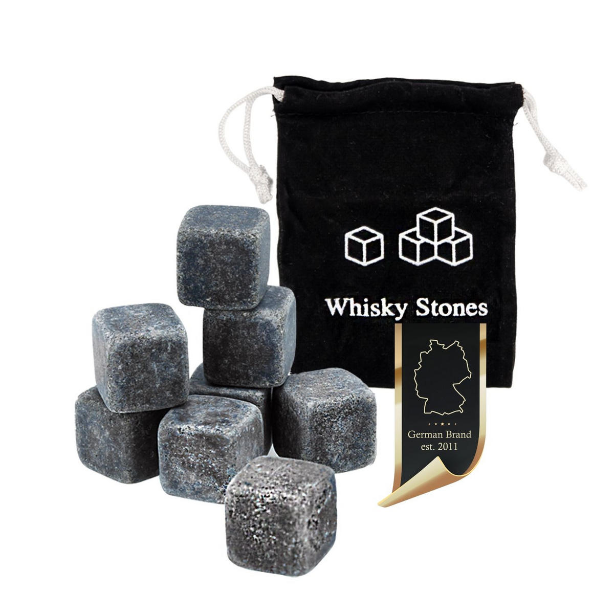 WHISKEY STEINE 9 Stück - Grau, Stein (2/2/2cm) - Intirilife