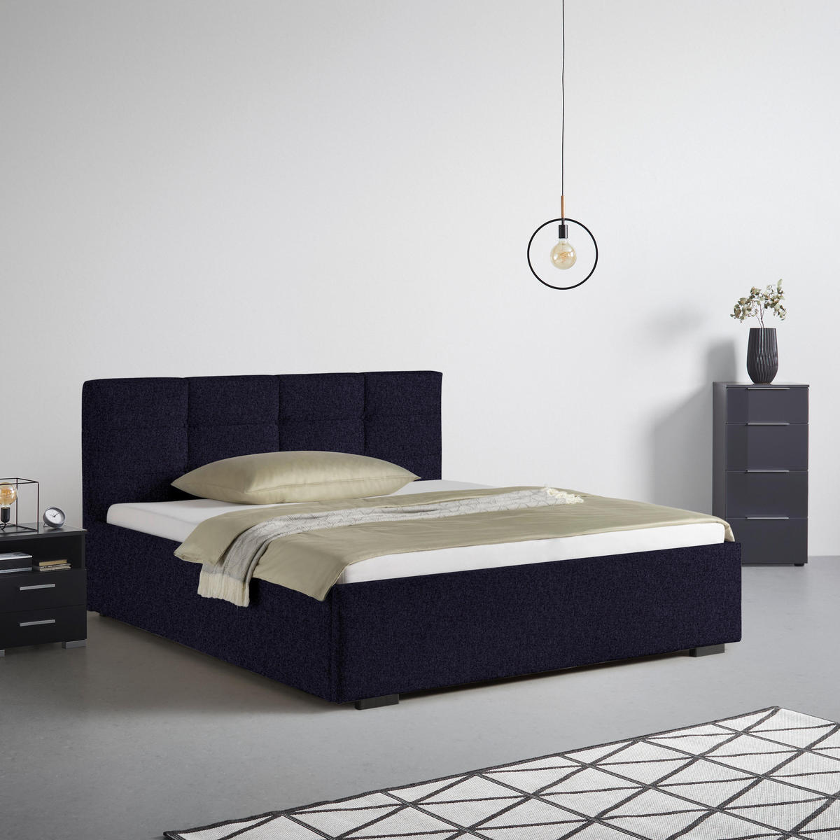 POLSTERBETT Nelo Anthrazit ca. 160 / 200 cm - Anthrazit, Textil - Mömax