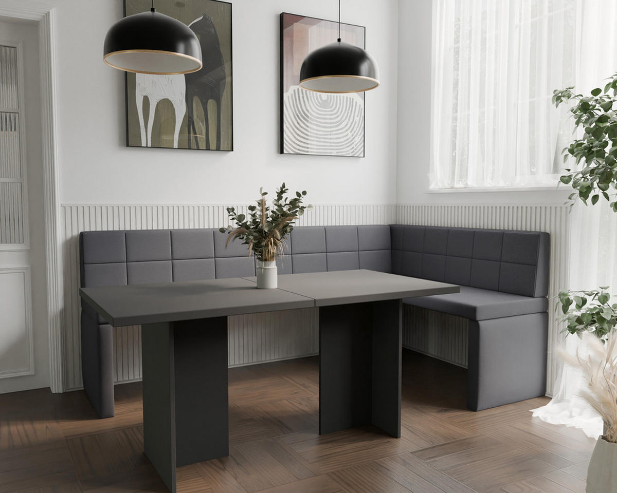ECKBANK rechts MELVIN Kunstleder, 142/196 cm Dunkelgrau - Dunkelgrau, Holz/Kunststoff (142/196cm) - Idohome