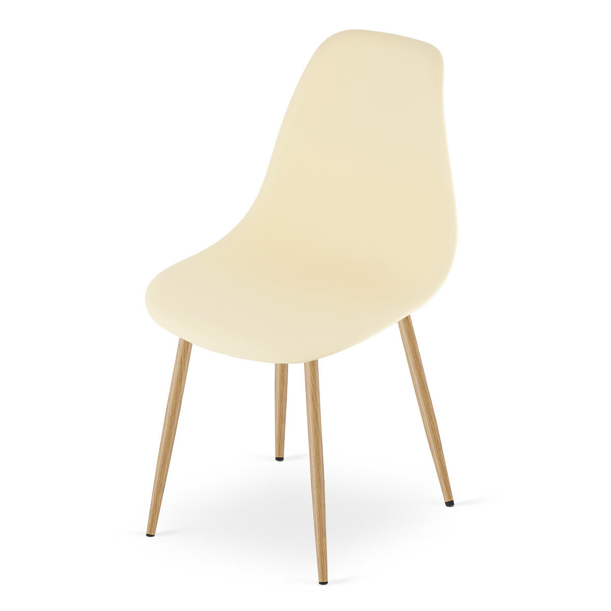 ESSZIMMERSTUHL KALEO cremefarbener Sitz, natürliche Beine - Creme/Naturfarben, Kunststoff (46/84/51cm) - Valora