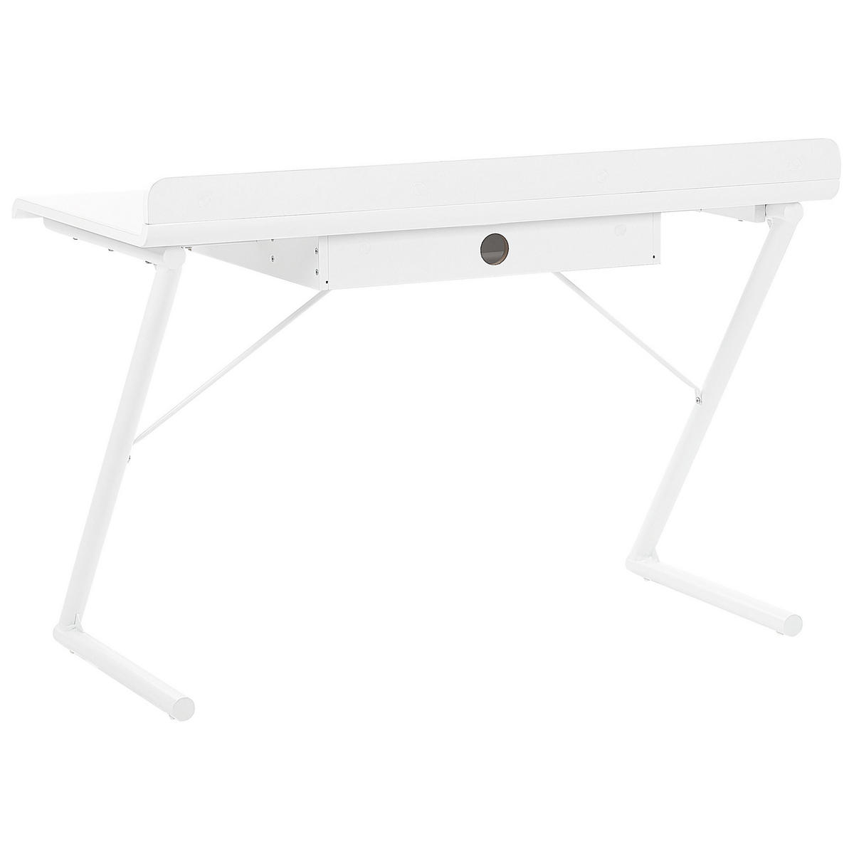 SCHREIBTISCH weiß/heller Holzfarbton 120/60/84 cm Focus - Weiß, Holzwerkstoff (60/120/84cm) - Beliani