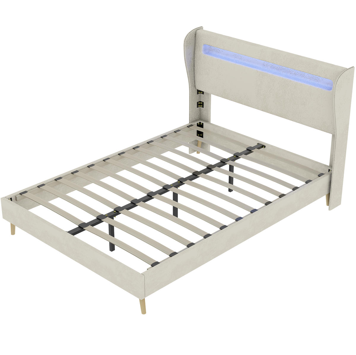 LED-POLSTERBETT 140x200 cm in Beige mit farbwechselnder LED-Beleuchtung - Beige, Textil (140/200cm) - IVMEU
