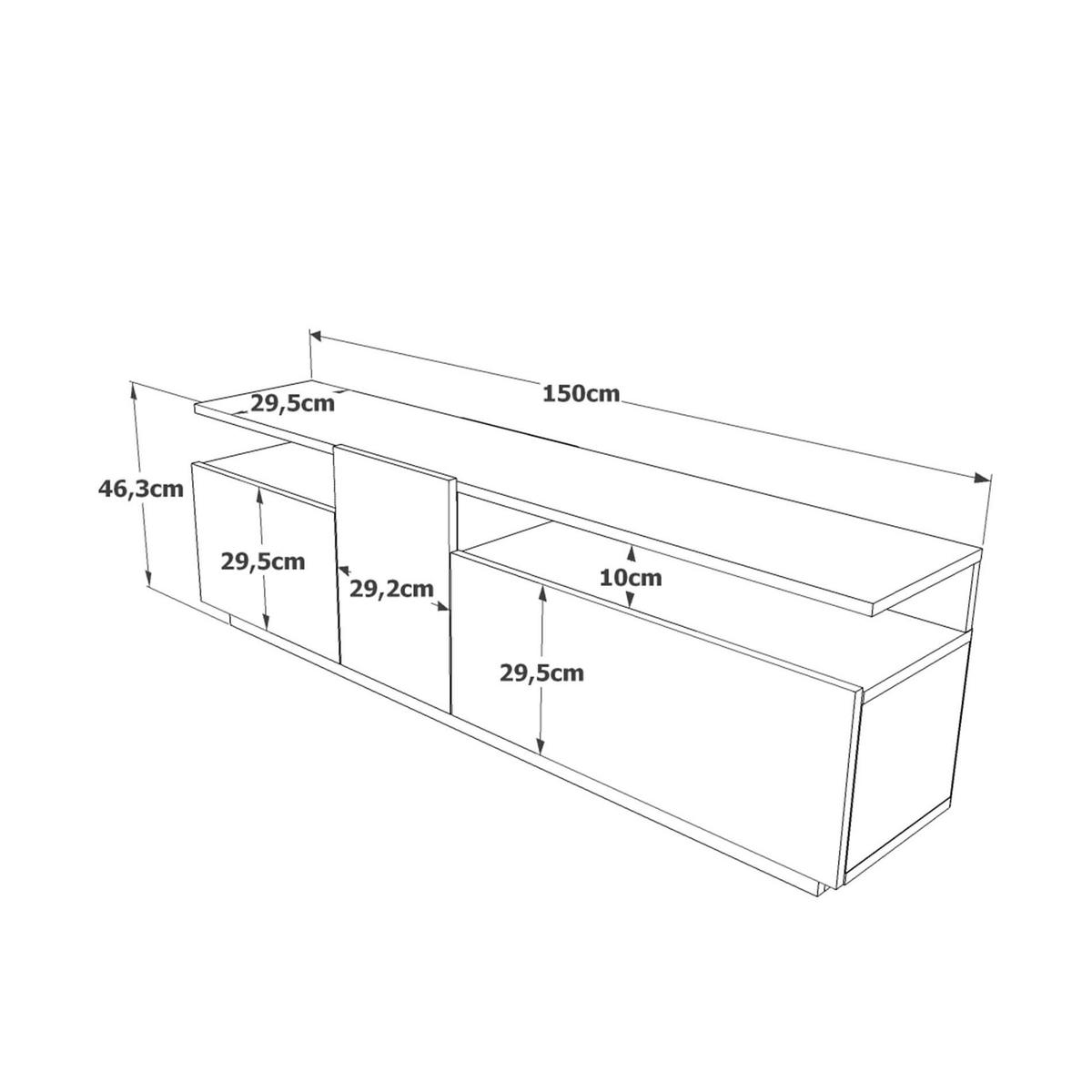 LOWBOARD Hellbraun Dunkelgrau 29,5/150/46,5 cm - Braun, Holzwerkstoff (150/46.5/29.5cm) - Mobili Rebecca
