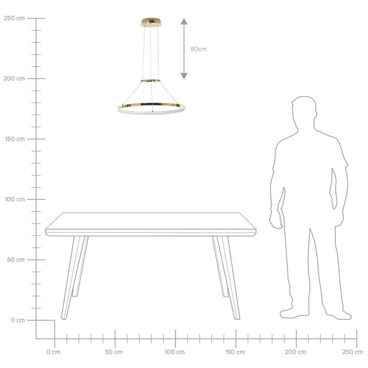 HÄNGELEUCHTE Tano 50/50/104 cm - Goldfarben, Metall (50/50/104cm) - Beliani