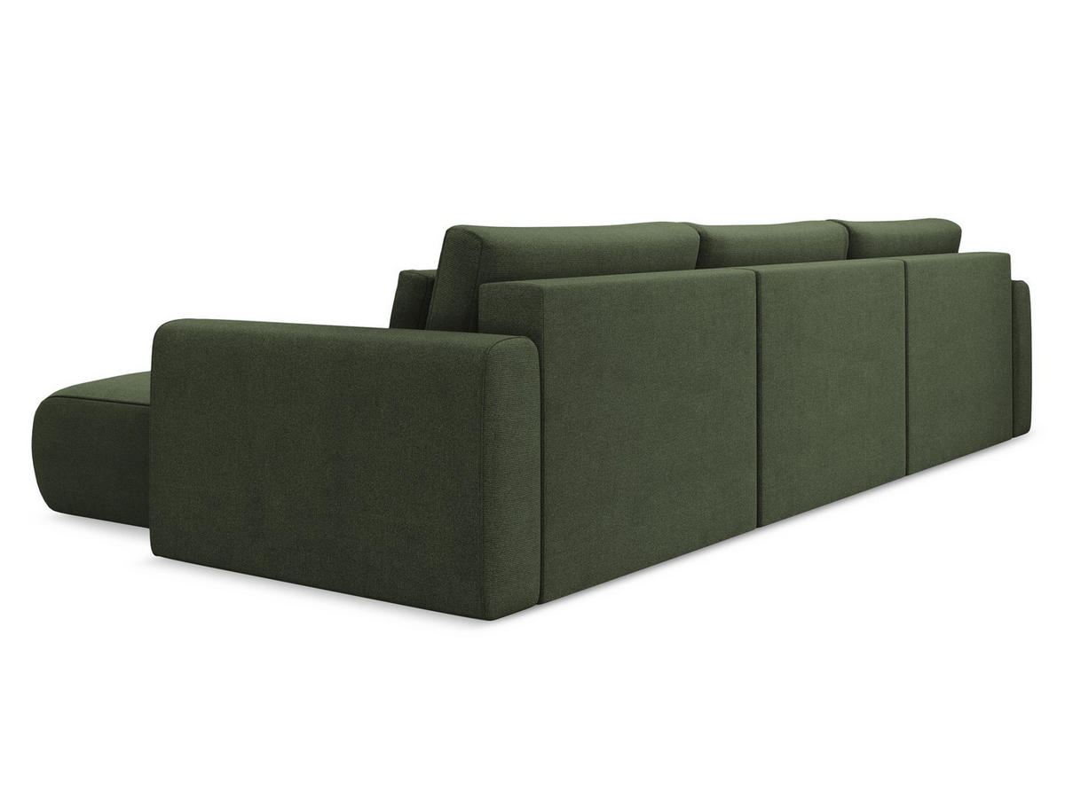 WOHNLANDSCHAFT Strukturstoff Stoff Grün - Schwarz/Olivgrün, Kunststoff/Textil (340/82/149cm) - Makamii