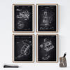 POSTER Set mit 4 Musikinstrument Patent A4 Schwarzer Rahmen - Schwarz, Papier (29.7/3cm) - Nacnic