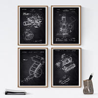 POSTER Set mit 4 Musikinstrument Patent A4 Schwarzer Rahmen - Schwarz, Papier (29.7/3cm) - Nacnic