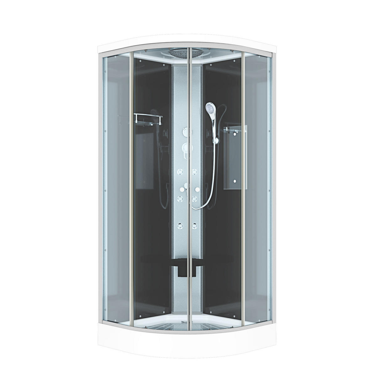DUSCHE Fertigdusche D10-03T0 Schwarz 80x80 - Schwarz, Glas/Kunststoff (80/80/215cm) - AcquaVapore by Sandra Jentho