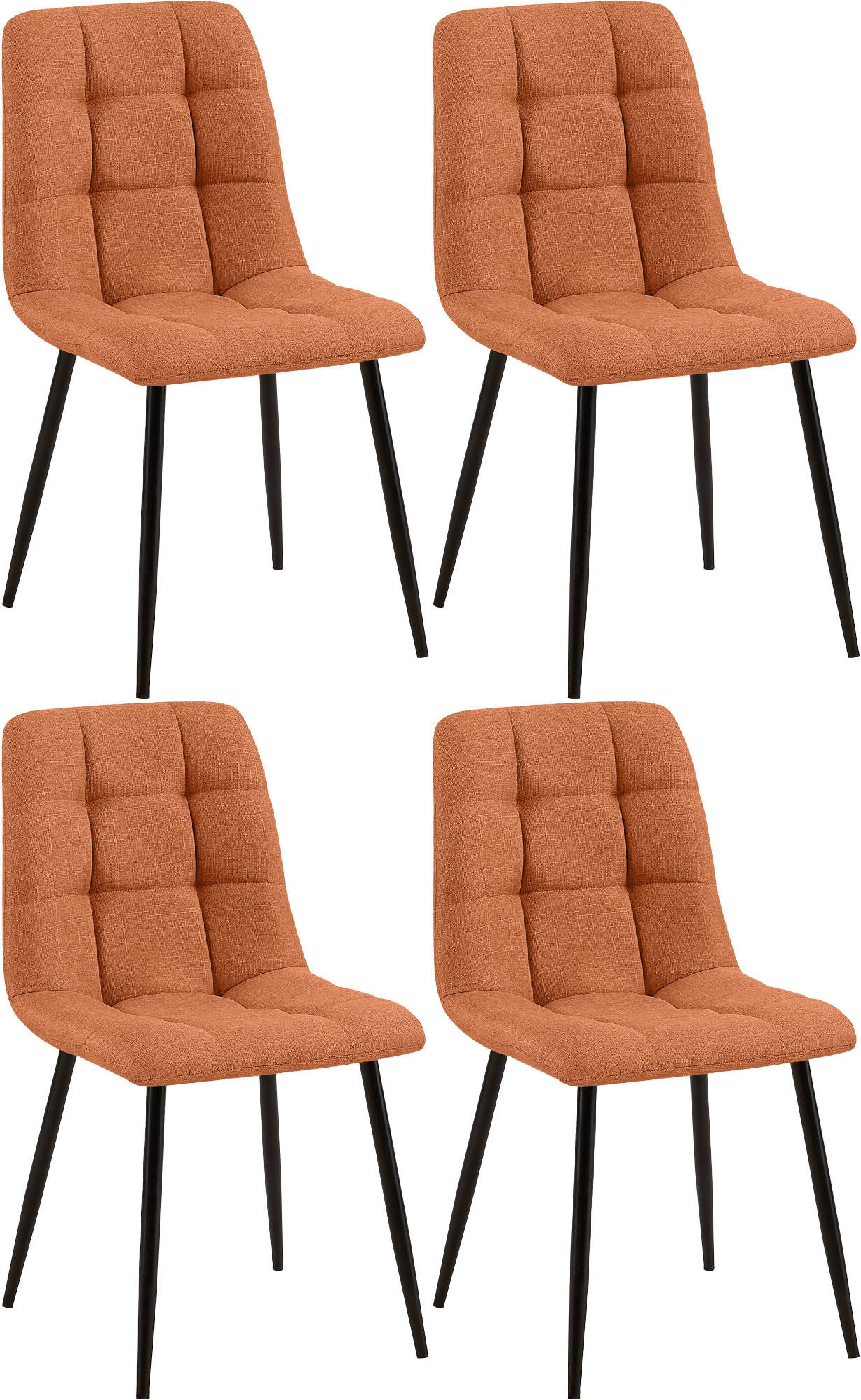 STUHL 4er Set Stoff Orange - Schwarz/Orange, Textil/Metall (45/84/55cm) - CLP
