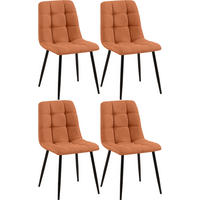 STUHL 4er Set Stoff Orange - Schwarz/Orange, Textil/Metall (45/84/55cm) - CLP
