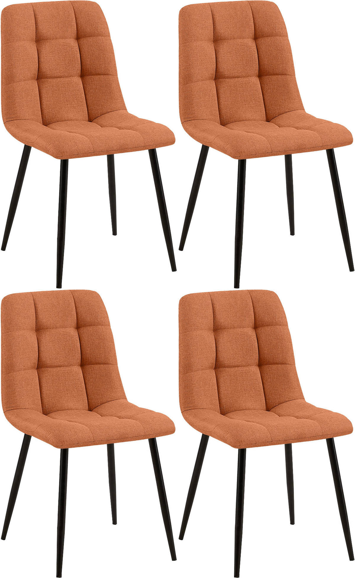STUHL 4er Set Stoff Orange - Schwarz/Orange, Textil/Metall (45/84/55cm) - CLP