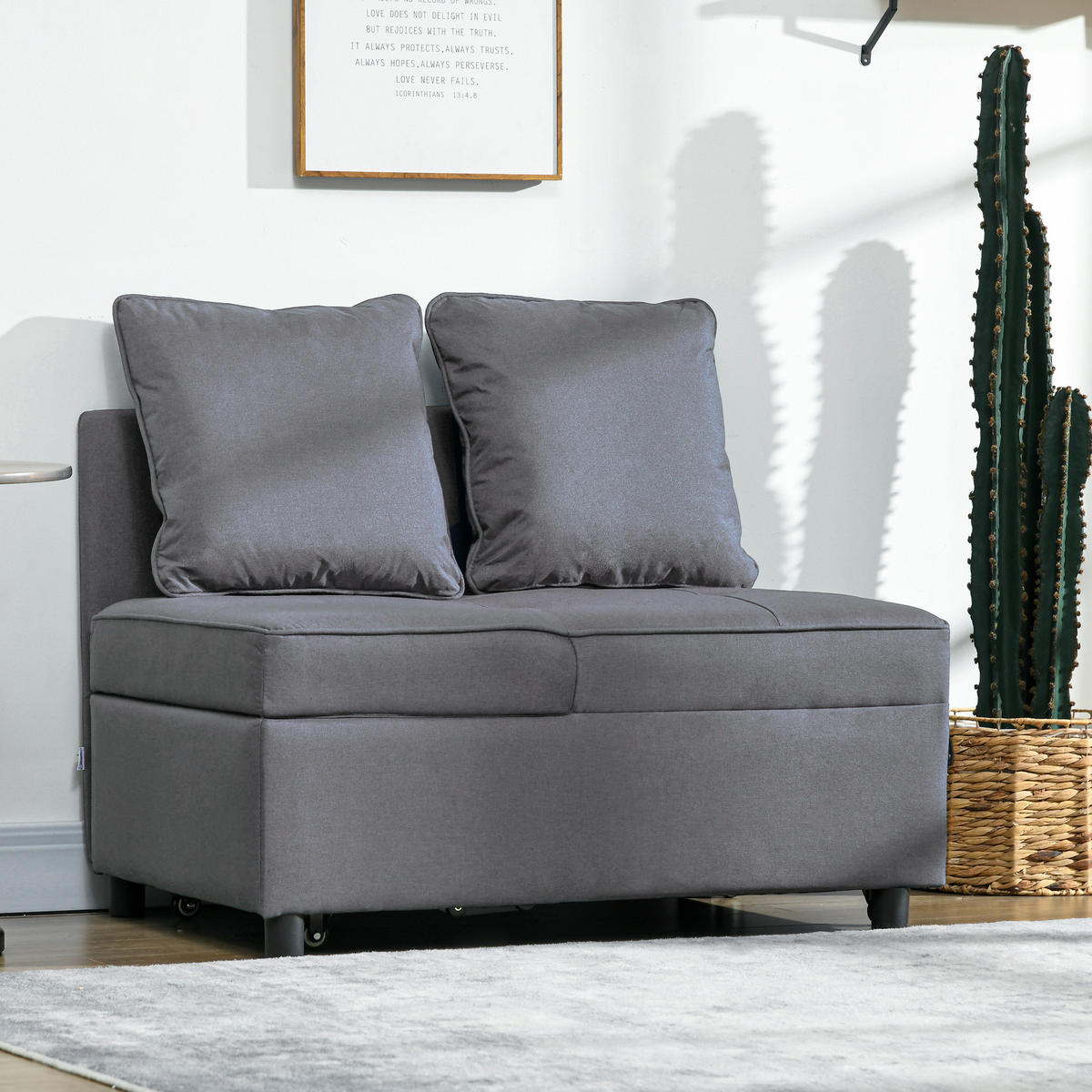 SCHLAFSESSEL 3-in-1 Ausziehbares 2 Sitzer Schlafsofa mit Bettfunktion Dunkelgrau - Dunkelgrau, Kunststoff (71/67/98cm) - HOMCOM