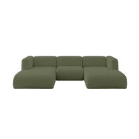 WOHNLANDSCHAFT MIRA-U1 317x179x70 Grün Bouclé - Schwarz/Olivgrün, Holzwerkstoff/Kunststoff (317/70/179cm) - ALTDECOR
