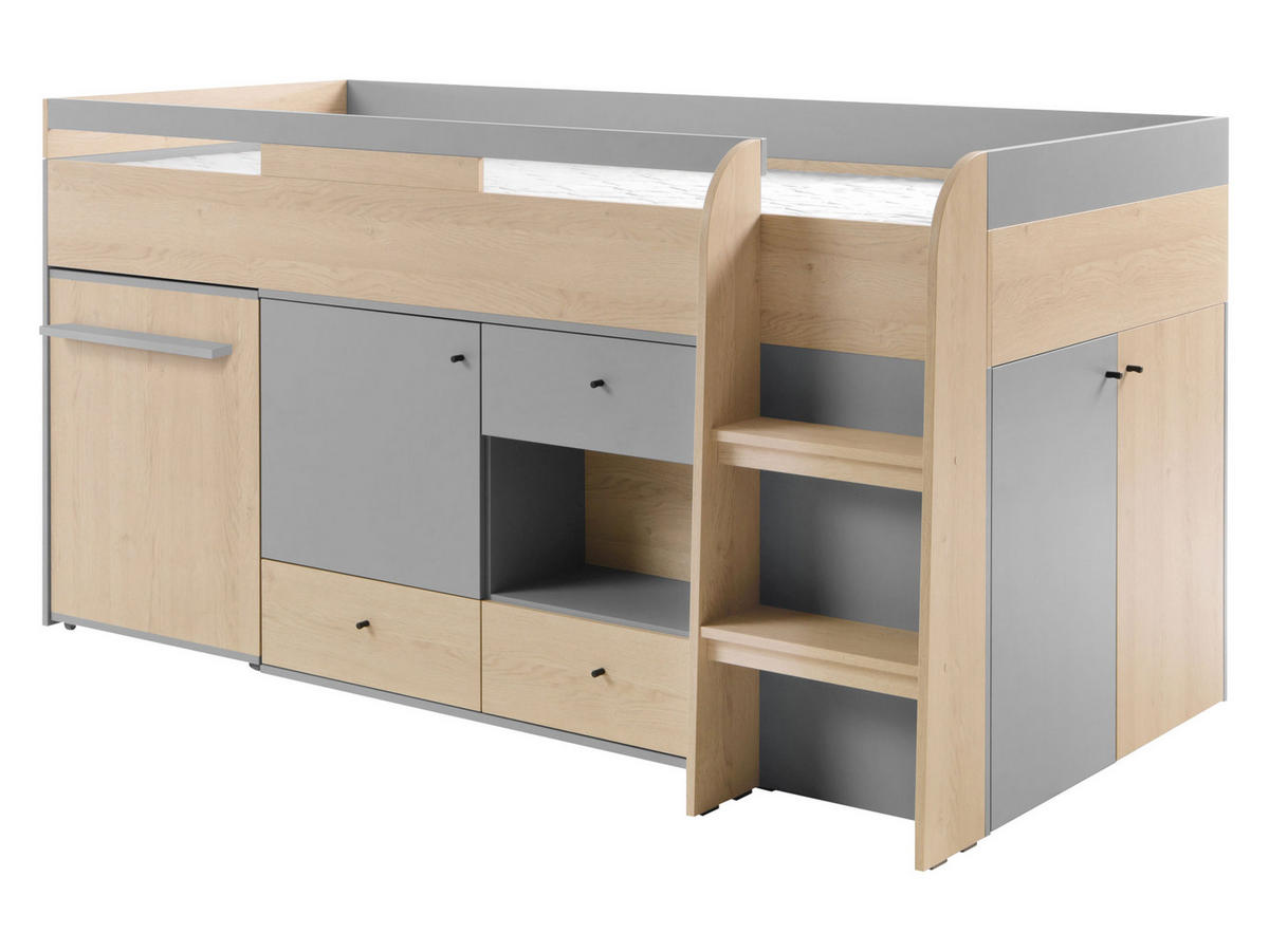 ETAGENBETT Oro OR08 - Schwarz/Naturfarben, Holzwerkstoff/Kunststoff (90/200cm) - MIRJAN24