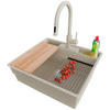 GRANITSPÜLE New York, 2-er set Beige 58/53 cm 1 Becken + Küchenarmatur 40/20 cm + Ablauf-Set + Küchenzubehörset ab 60er Unterschrank - Chromfarben/Beige, Kunststoff (58/20/53cm) - Primagran