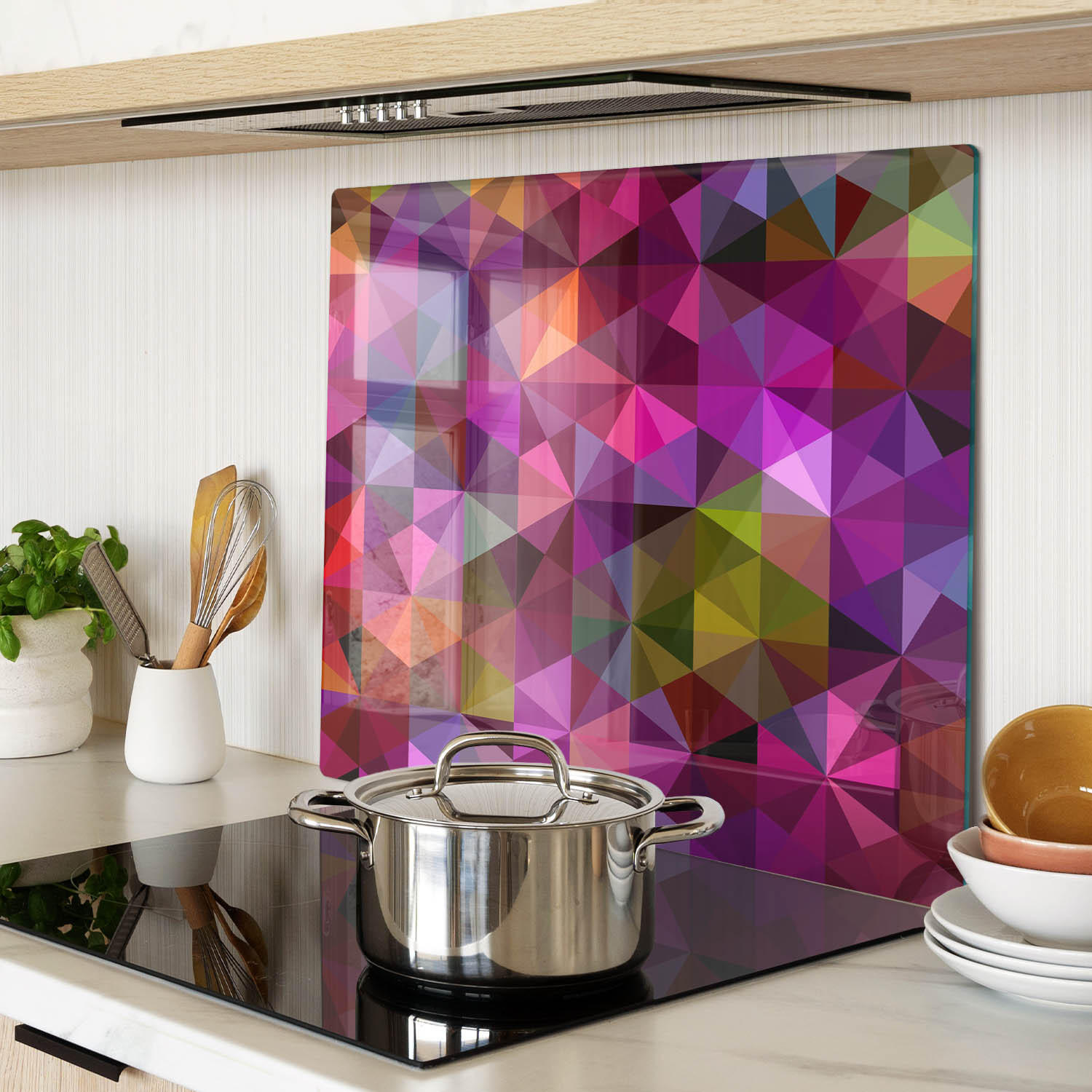 GLASPLATTE 60x52 cm Wellenabstraktion - Hellgrau/Grau, Glas (60/0.4/52cm) - TULUP