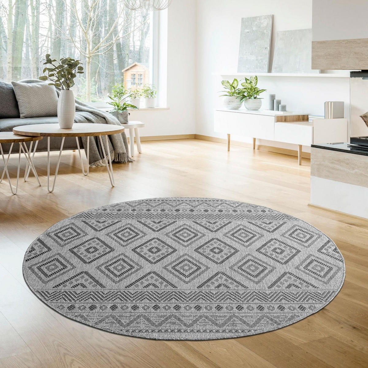 OUTDOORTEPPICH 80/80 cm Vermont 184 - Anthrazit, Kunststoff (80/80cm) - Paco Home