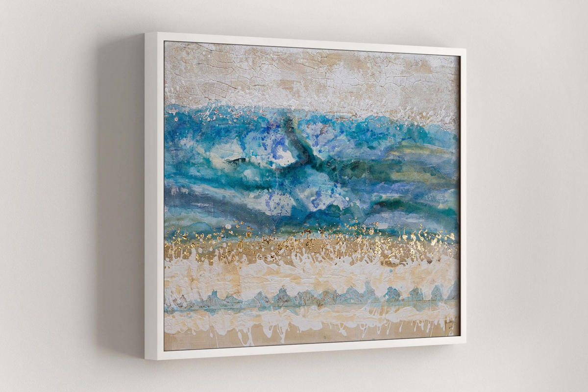 OLEJOMAĽBA 100/75 cm, Príroda a krajina - modrá/béžová, drevo/textil (100/75cm) - KUNSTLOFT
