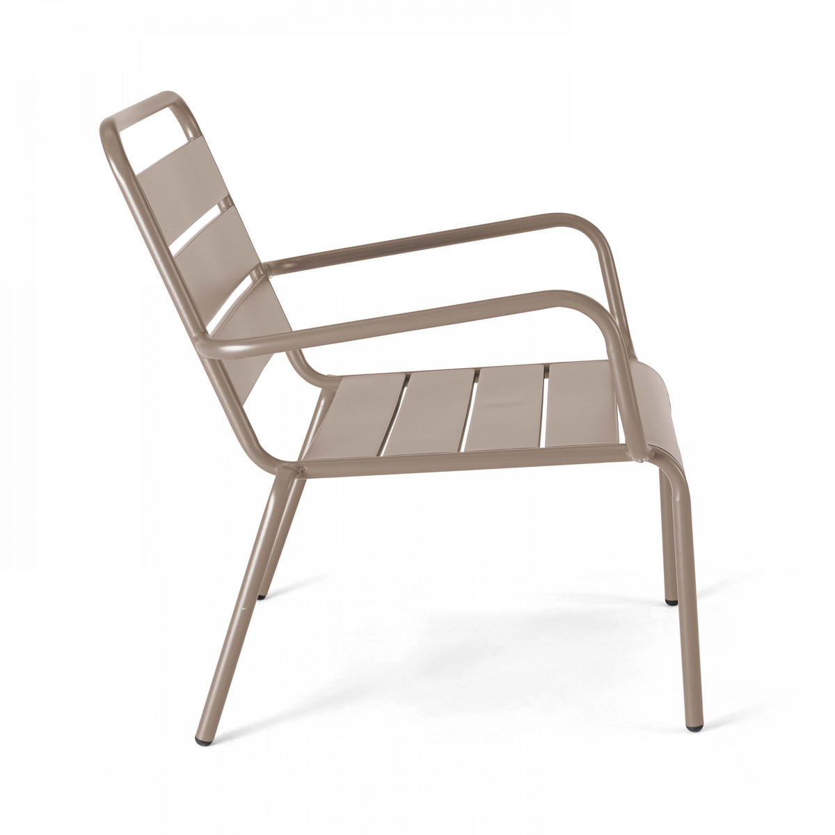 RELAXSESSEL MIT HOCKER 2-tlg., Taupe - Taupe, Metall (64/72/60cm) - Oviala
