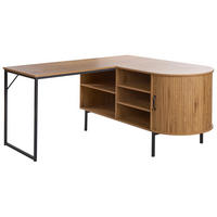 ECKSCHREIBTISCH 140/140 cm Hellbraun Solari - Hellbraun/Schwarz, Holzwerkstoff/Metall (140/140/72cm) - Beliani