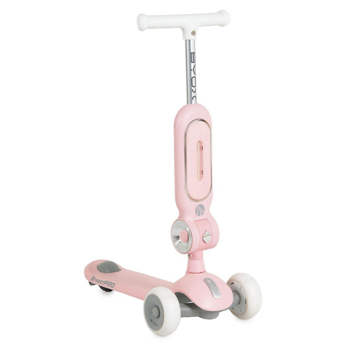 KINDERROLLER StreetPro 2 in 1 rosa Sitzfunktion, Musik, PU-Rollen, verstellbarer Lenker, Hinterradbremse - Rosa, Metall (55/30/78cm)