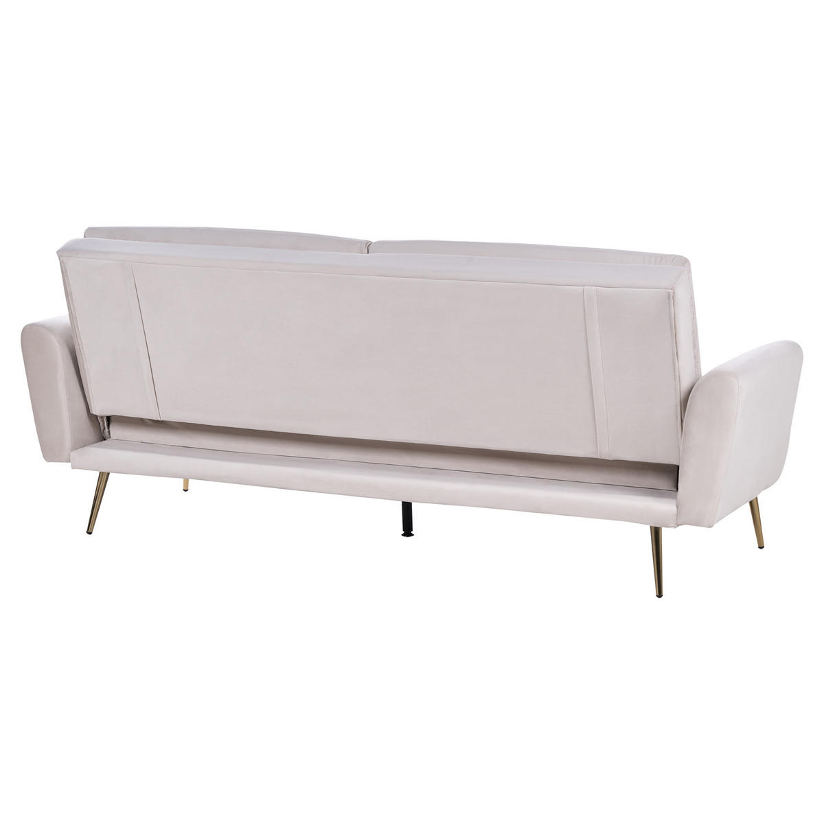 3-SITZER-SCHLAFSOFA Samtstoff Beige Vettre - Beige/Goldfarben, Textil (210/88/84cm) - Beliani
