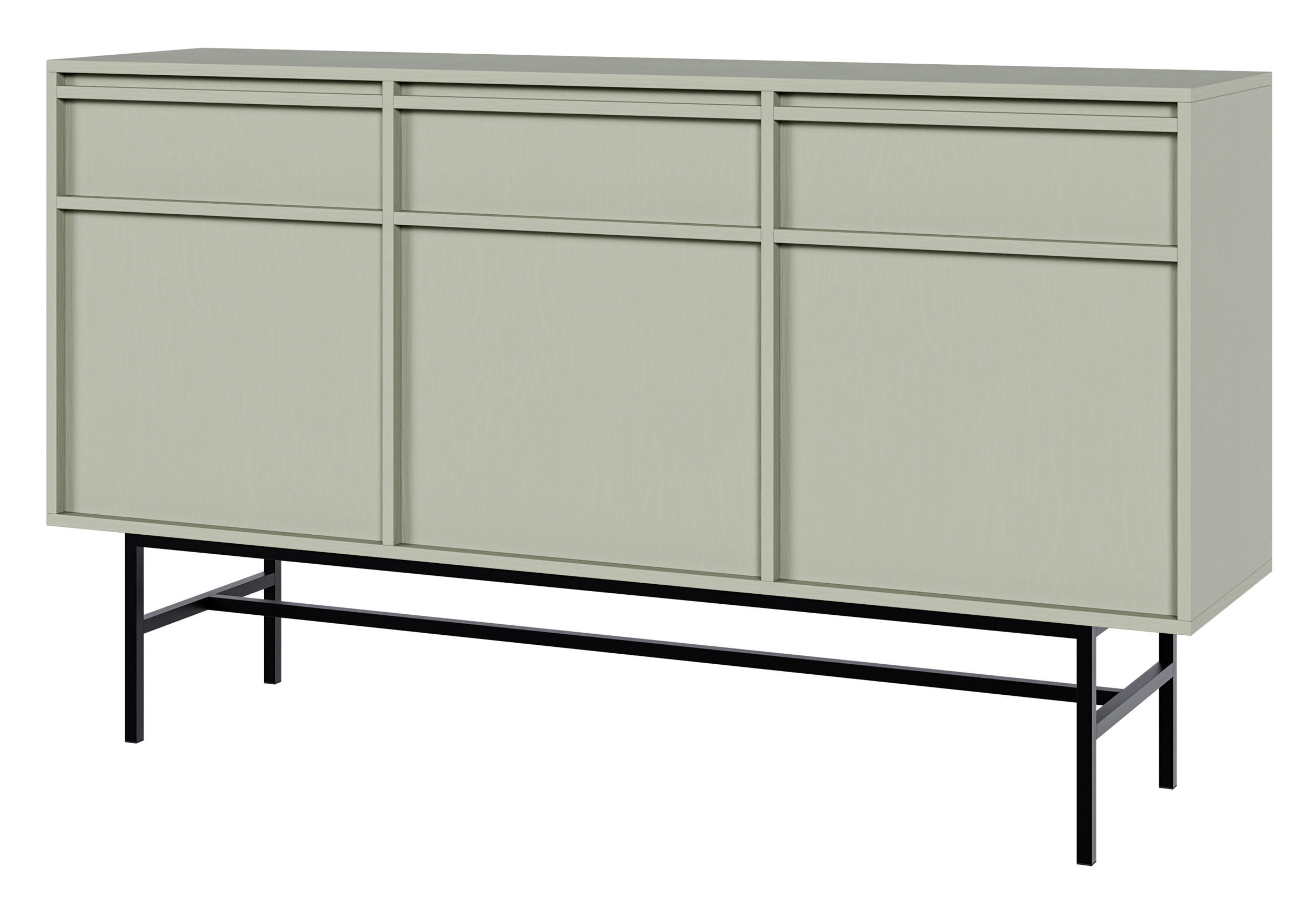 SIDEBOARD Evo Salbeigrün mit Metallgestell 154 cm - Salbeigrün/Schwarz, Holzwerkstoff/Metall (154/89/39cm) - Selsey