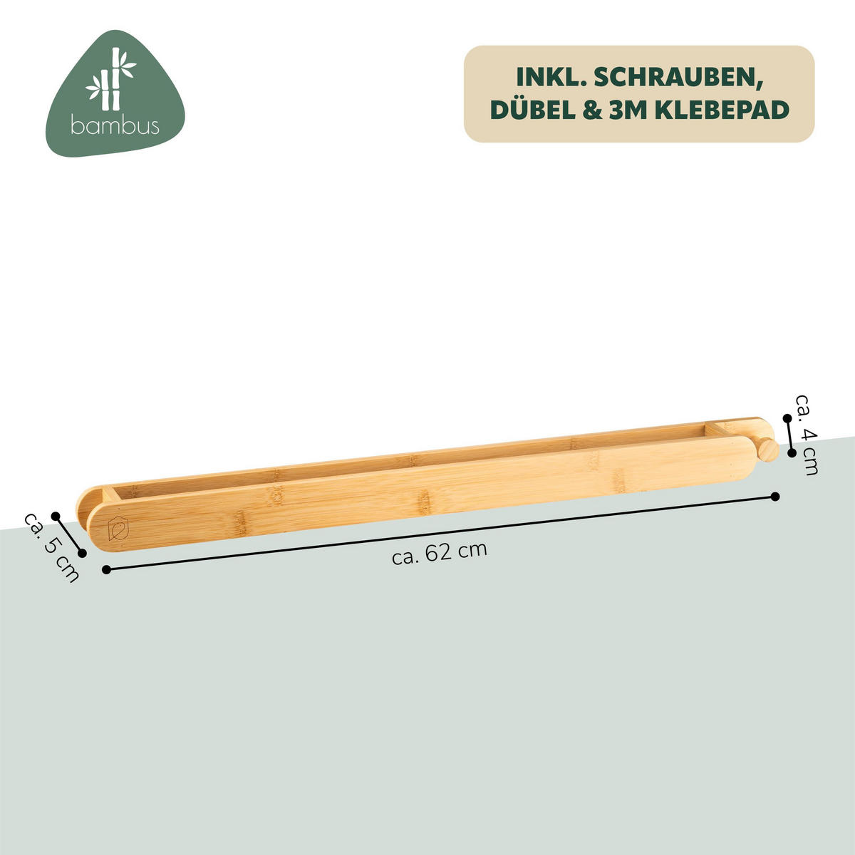HANDTUCHHALTER, Bambus - Braun, Holz (62/4/5cm) - eluno