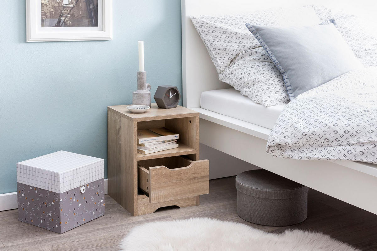 NACHTTISCH Modern Schublade Ablage Kratzfest ILM, Beige 31x31x43 cm - Beige, Holz (31/43/31cm) - KADIMA DESIGN