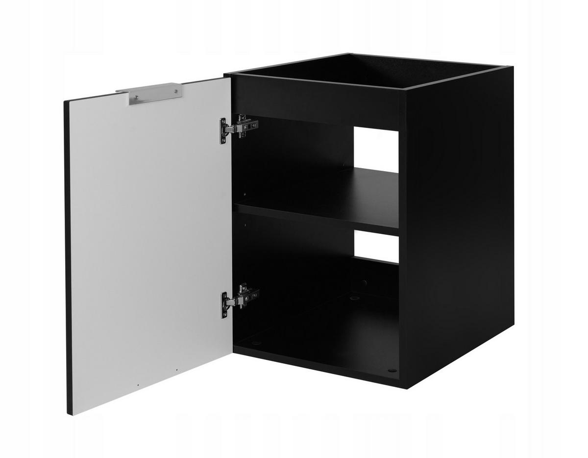 WASCHBECKUNTERSCHRANK FLOW mit Regal + Platte Schwarz matt 120/57/46 cm - Schwarz, Holzwerkstoff (120/57/46cm) - Rodan