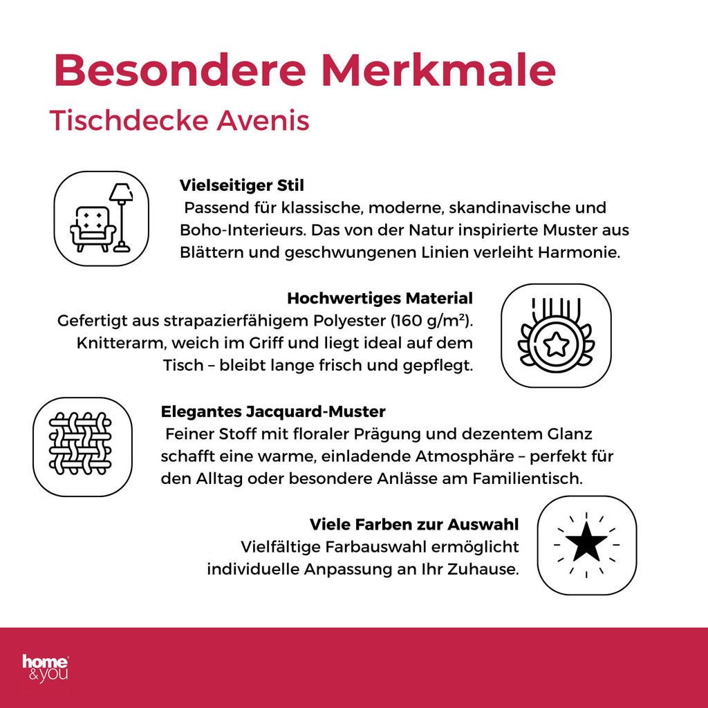 Thumbnail - home&you Tischdecke, Ecru, Textil, 150x1x220 cm, Wohntextilien, Tischwäsche, Tischdecken