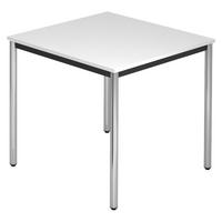 BESPRECHUNGSTISCH Serie-D 80/80/72 cm in Weiß/Rundrohr verchromt - Chromfarben/Weiß, Holzwerkstoff (80/80/72cm) - bümö