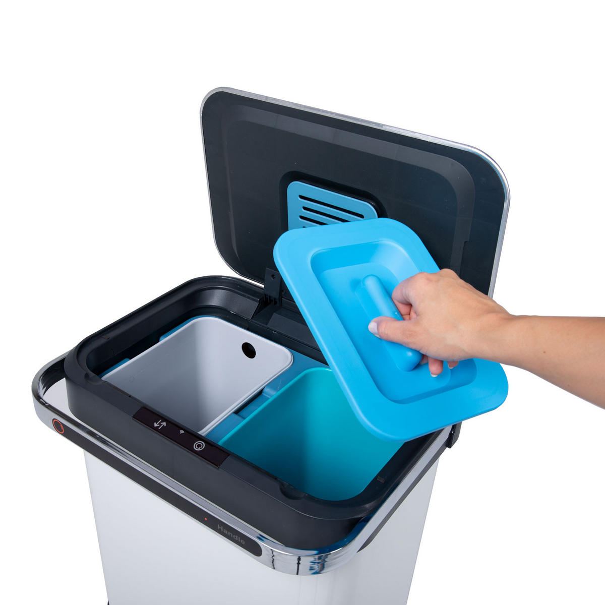 SENSORMÜLLEIMER 60L - Weiß, Metall (42/82/36cm) - SVITA