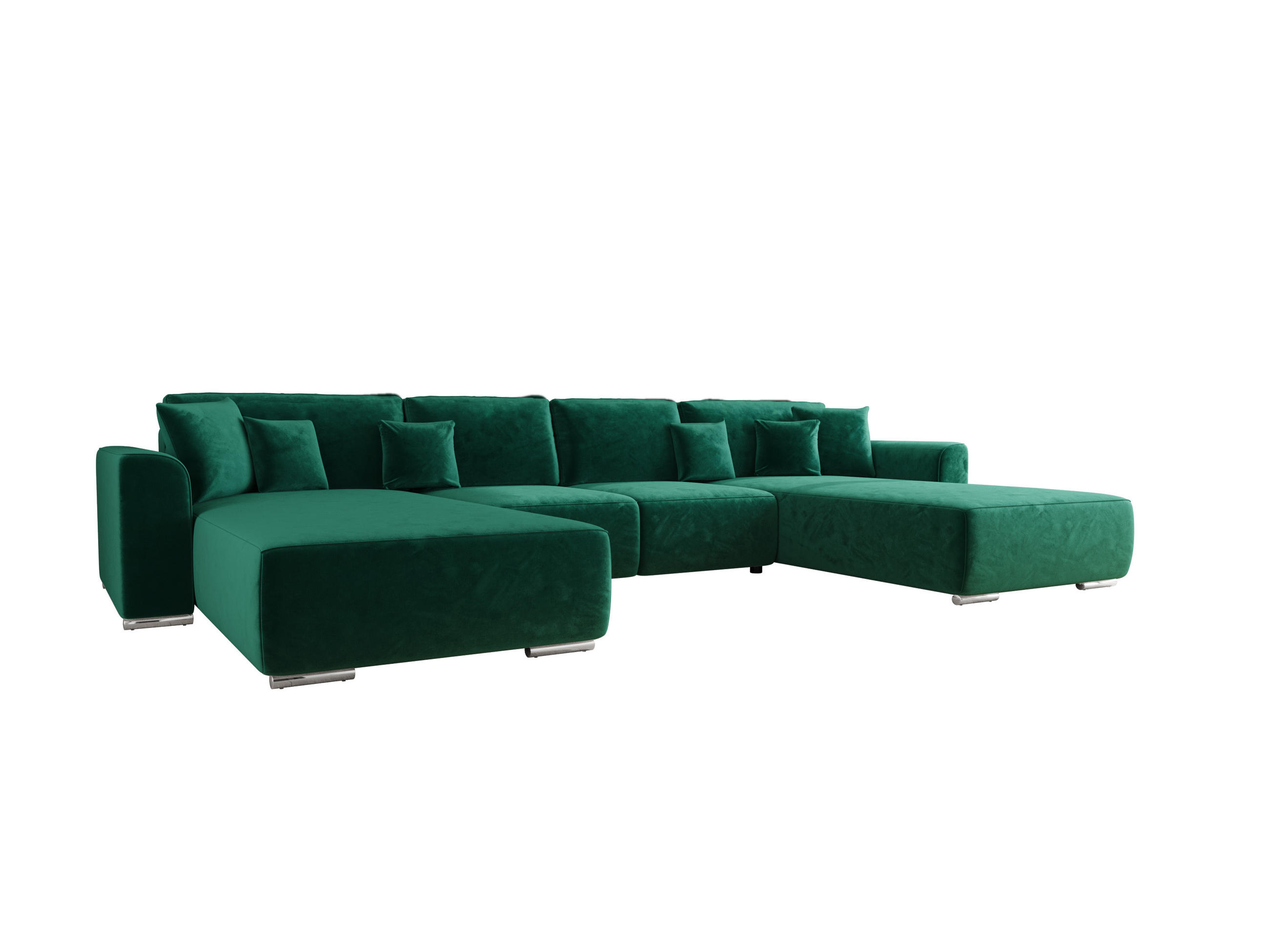 WOHNLANDSCHAFT GUSTO U Monolith 37 mit Schlaffunktion - Grün, Textil (368/85/193cm) - Bedante