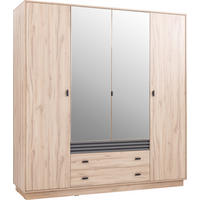 DREHTÜRENSCHRANK PUNTO 200/210/56cm 4-türig mit Spiegel Eichefarben - Eichefarben/Anthrazit, Holzwerkstoff (200/210/56cm) - MASSENO