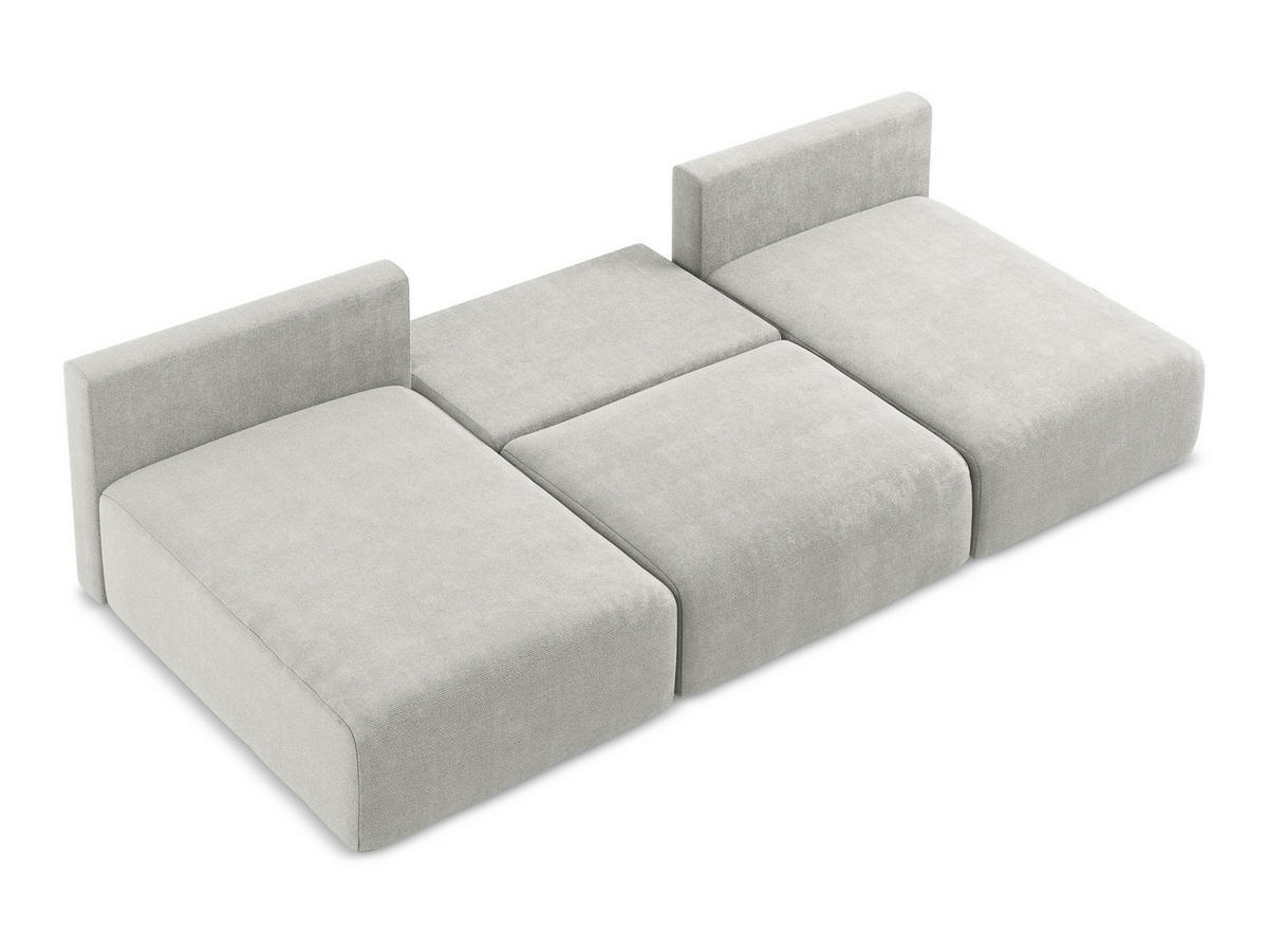WOHNLANDSCHAFT Chenille Stoff Grau - Hellgrau/Schwarz, Kunststoff/Textil (304/79/149cm) - Makamii
