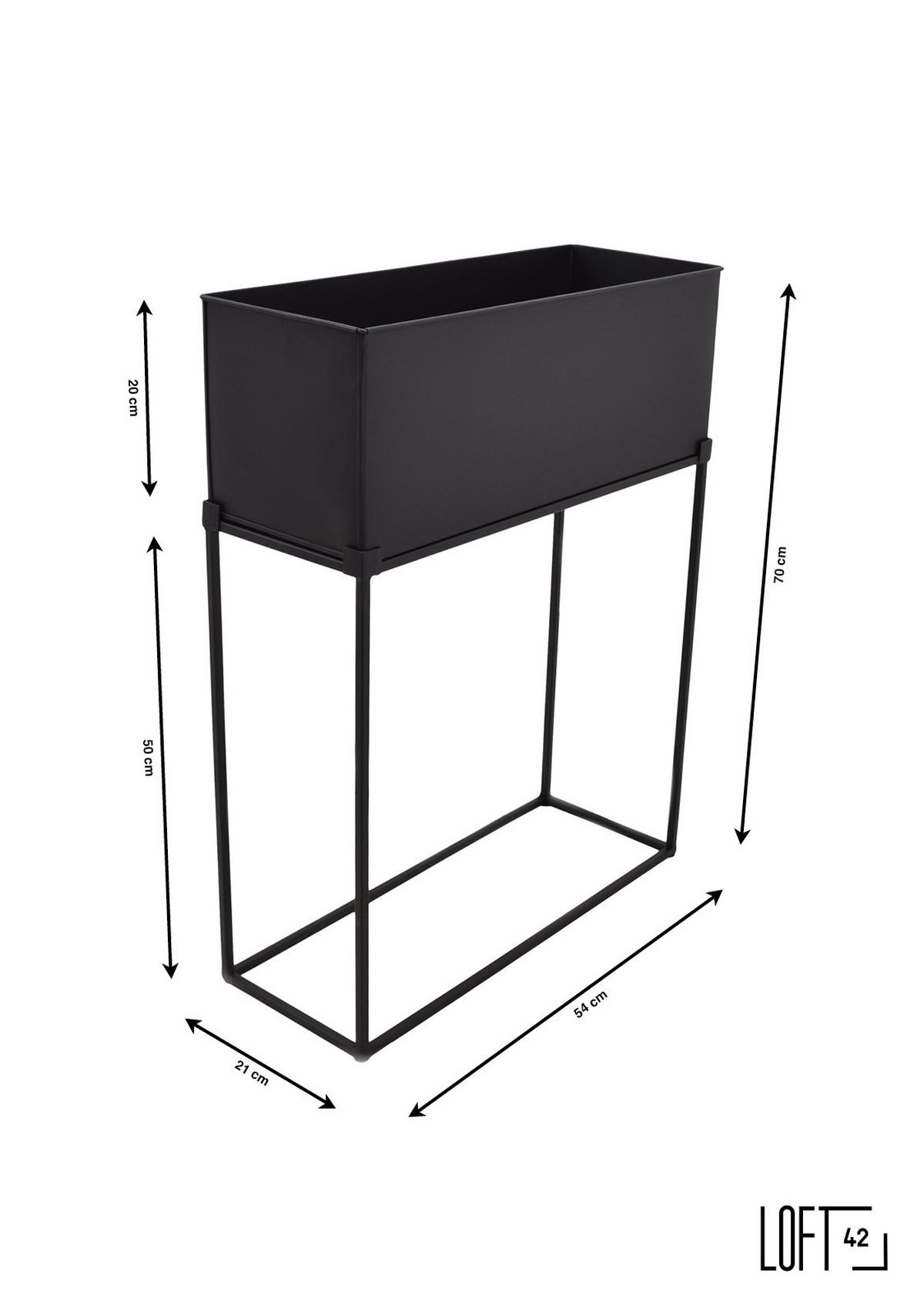 STEHENDER PFLANZKÜBEL Flora Schwarz - Schwarz, Metall (55/70/20cm) - LOFT42