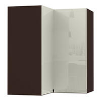 ECKHÄNGESCHRANK Florence W12/60 Lava / RAL 1013 perlweiß HG 60 / 60 / 72cm - Vordertür links - Dunkelgrau/Weiß Hochglanz, Holz/Holzwerkstoff (72/60/60cm) - Feldmann-Wohnen