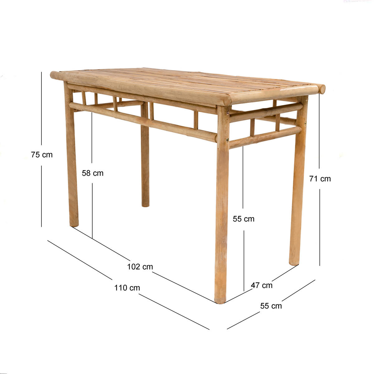 ESSTISCH Rechteckig Braun 110 x 55 x 75 (cm) - Braun, Holz (55/110/75cm) - Nordlys