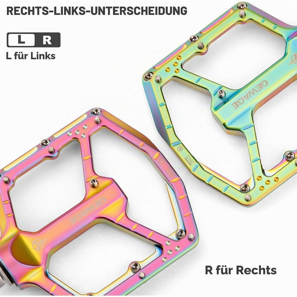 FAHRRADPEDALE CNC Aluminium 3-Fach-Lagersystem Rainbow Matte - Multicolor, Metall (10.4/1.5/11cm)